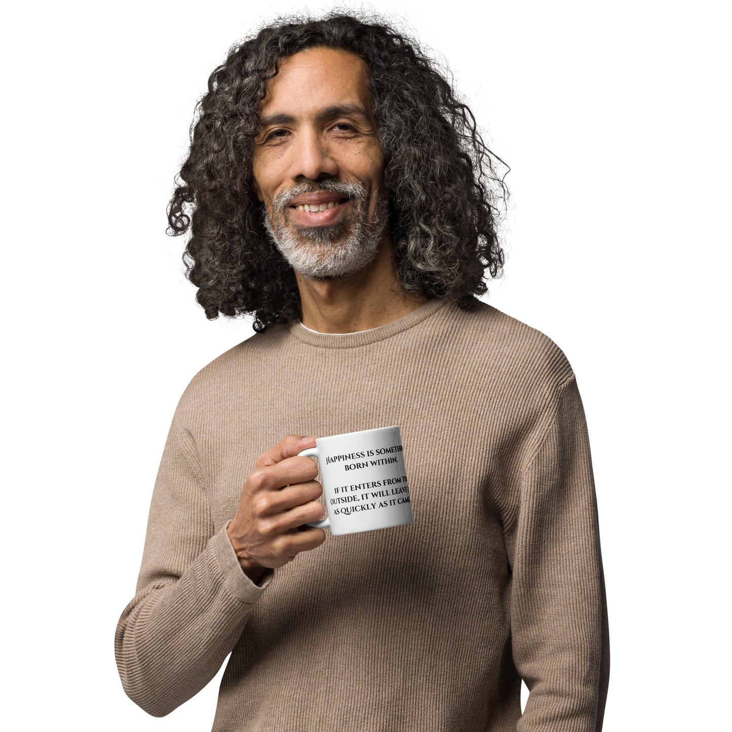 Wisdom for the Ages: Happiness white glossy mug